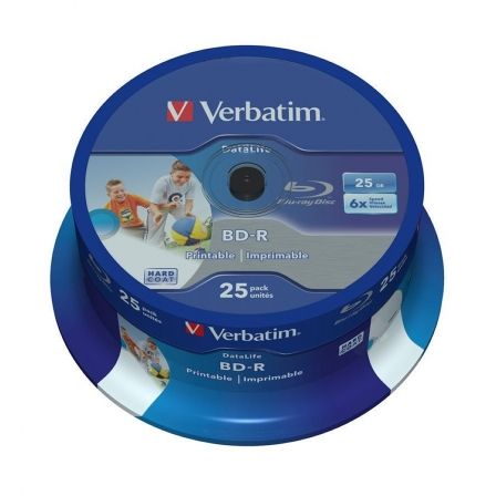 Verbatim BD-R DataLife 25 GB 6x Pack de 25 discos imprimibles Verbatim BD-R DataLife 25 GB 6x Pack de 25 discos imprimibles